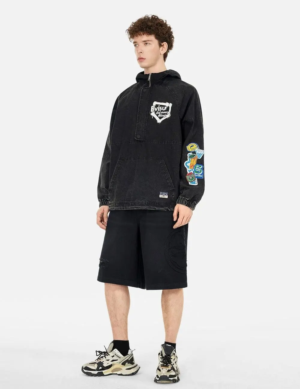 Quần Evisu Kamon Appliqué Short 'Black' 2ESHTM5SH1132FFDN - Ảnh 4