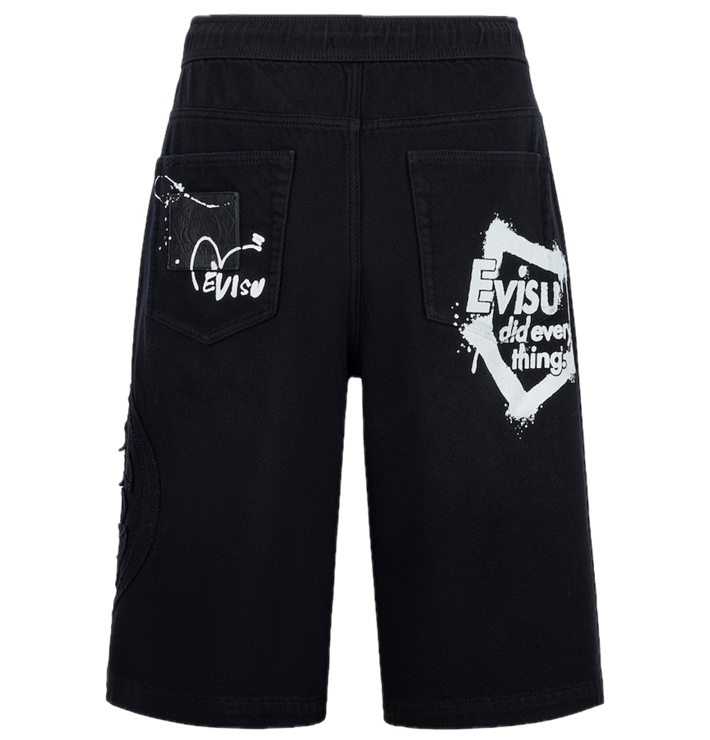 Quần Evisu Kamon Appliqué Short 'Black' 2ESHTM5SH1132FFDN