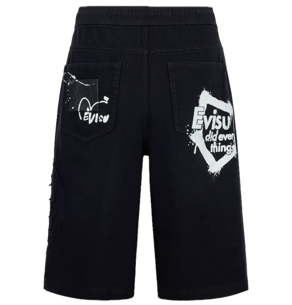 Quần Evisu Kamon Appliqué Short 'Black' 2ESHTM5SH1132FFDN
