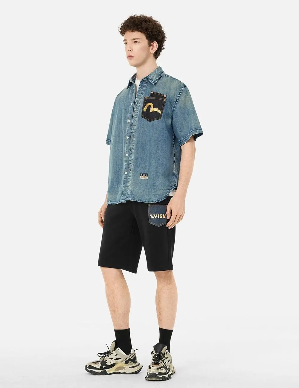 Quần Evisu Multi-Pocket Sweatshorts 'Black' 2ESHTM5ST1182XXCT - Ảnh 3