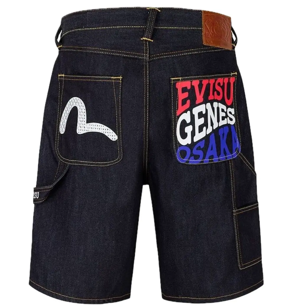 Quần Evisu Seagull Embroidery Slogan Shorts 'Denim'