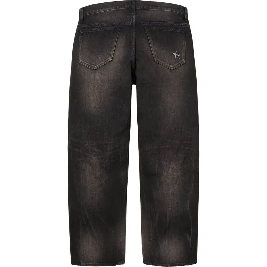 Quần Supreme Distressed Loose Fit Selvedge Jean 'Black' 7703390486732 - Ảnh 3