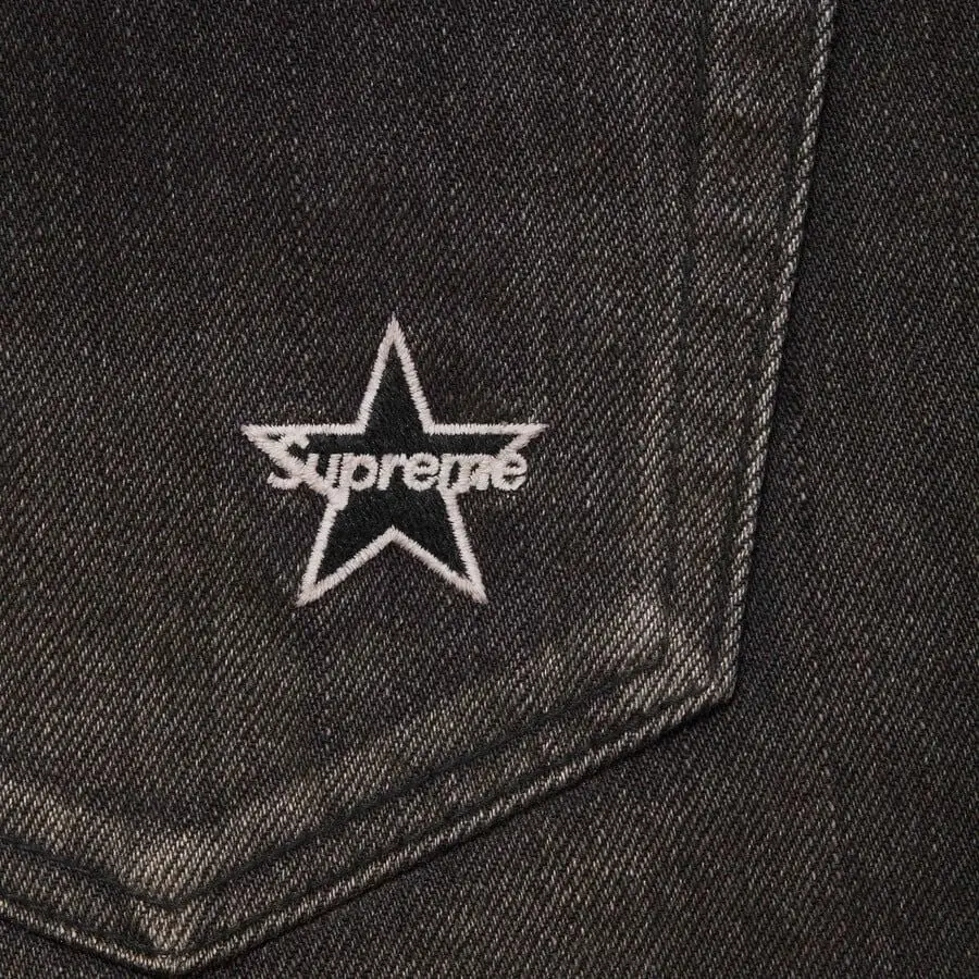 Quần Supreme Distressed Loose Fit Selvedge Jean 'Black' 7703390486732 - Ảnh 2