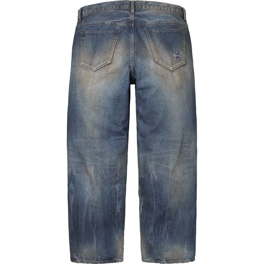 Quần Supreme Distressed Loose Fit Selvedge Jean 'Blue' 7703390290124 - Ảnh 3