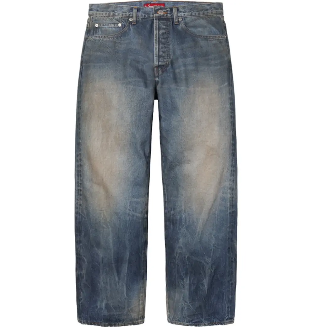Quần Supreme Distressed Loose Fit Selvedge Jean 'Blue' 7703390290124