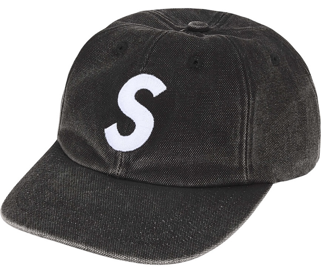 Mũ Supreme Pigment Coated Canvas S Logo 6-Panel 'Black' 7703398842572