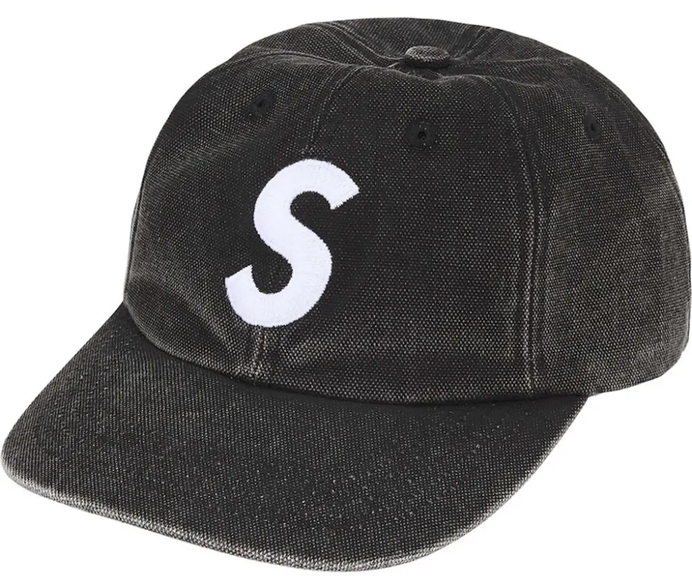 Mũ Supreme Pigment Coated Canvas S Logo 6-Panel 'Black' 7703398842572
