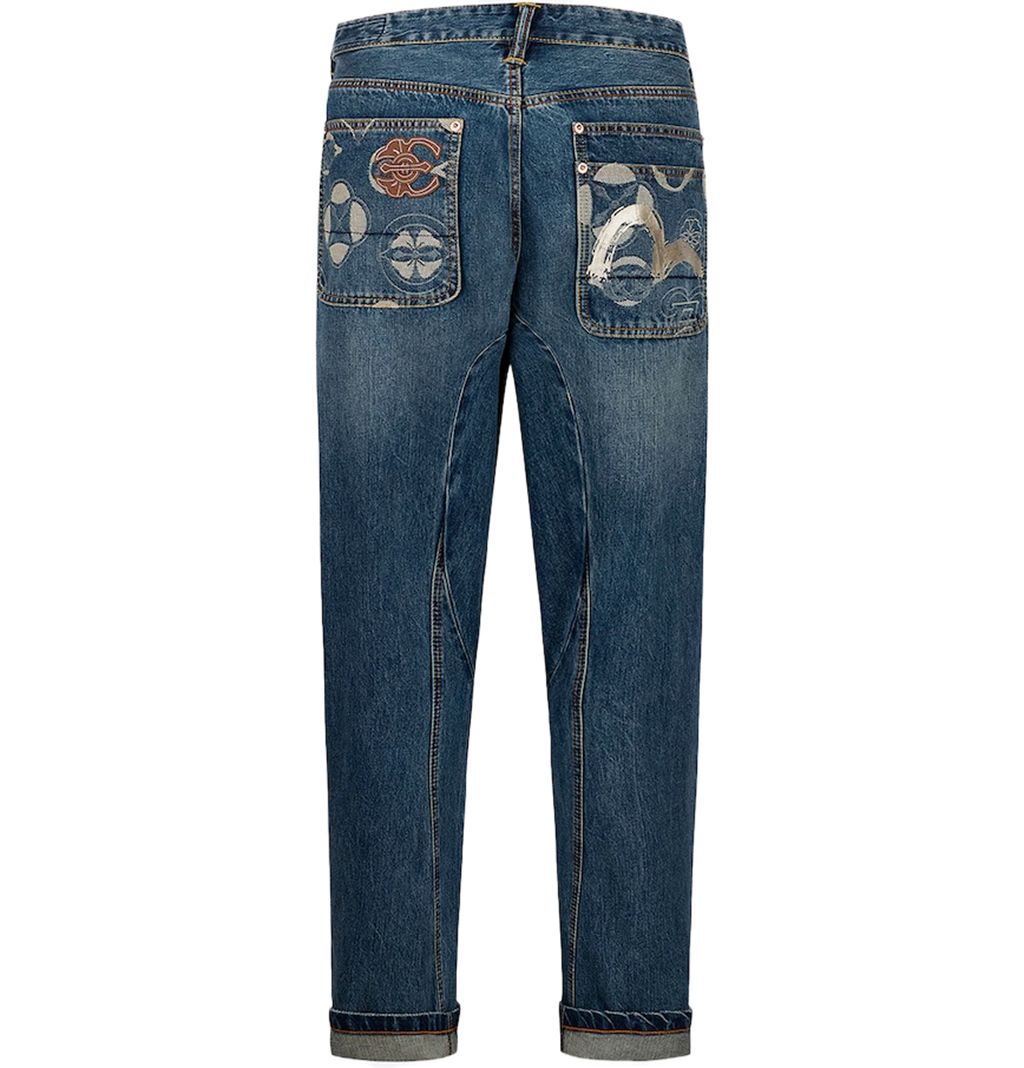 Quần Evisu Kamon Jacquard Pockets 3D Jeans 'Indigo' 2ESHTM5JE10103DDN