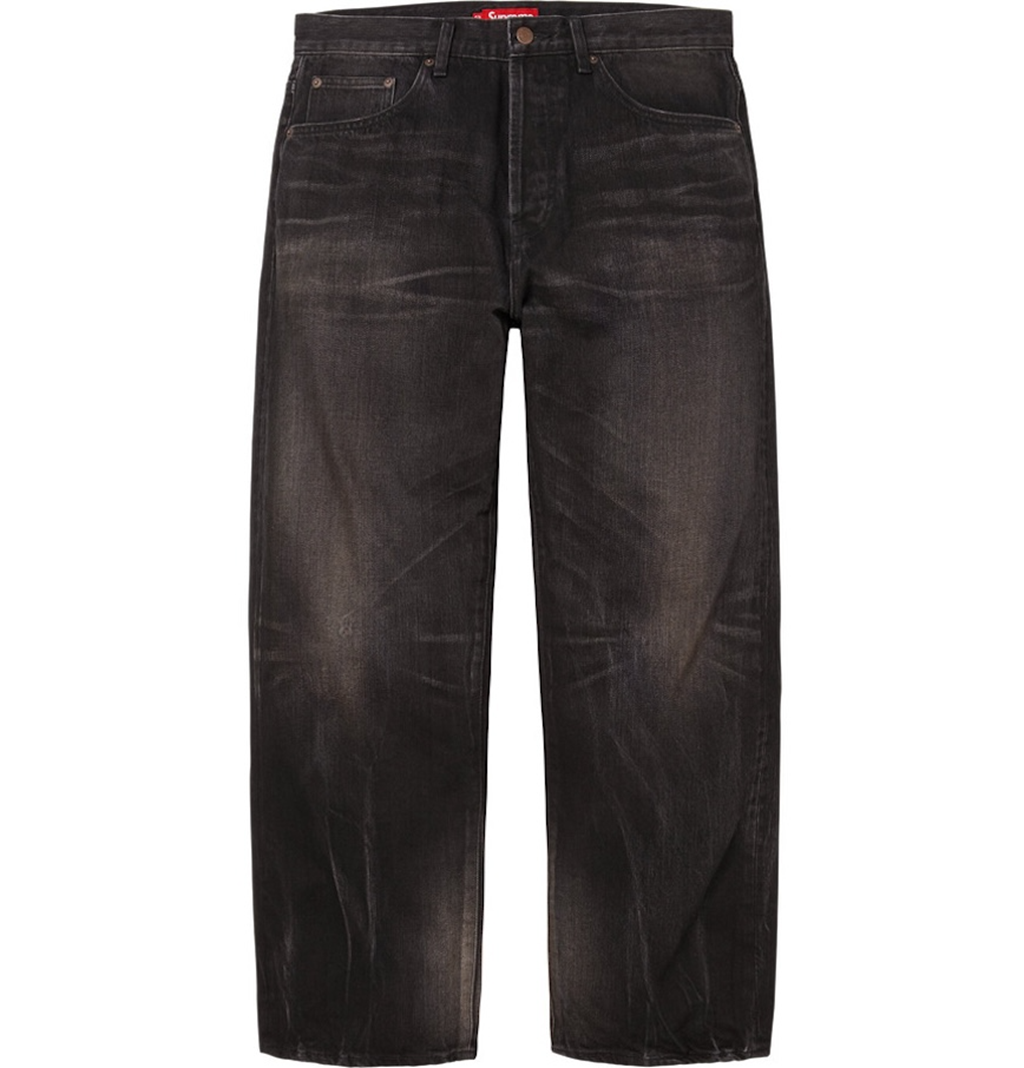 Quần Supreme Distressed Loose Fit Selvedge Jean 'Black' 7703390486732