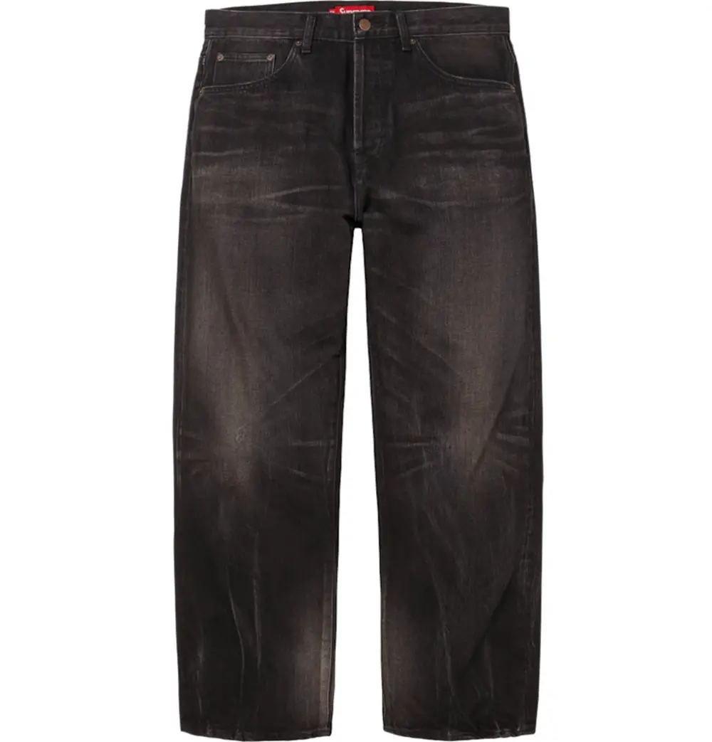 Quần Supreme Distressed Loose Fit Selvedge Jean 'Black' 7703390486732
