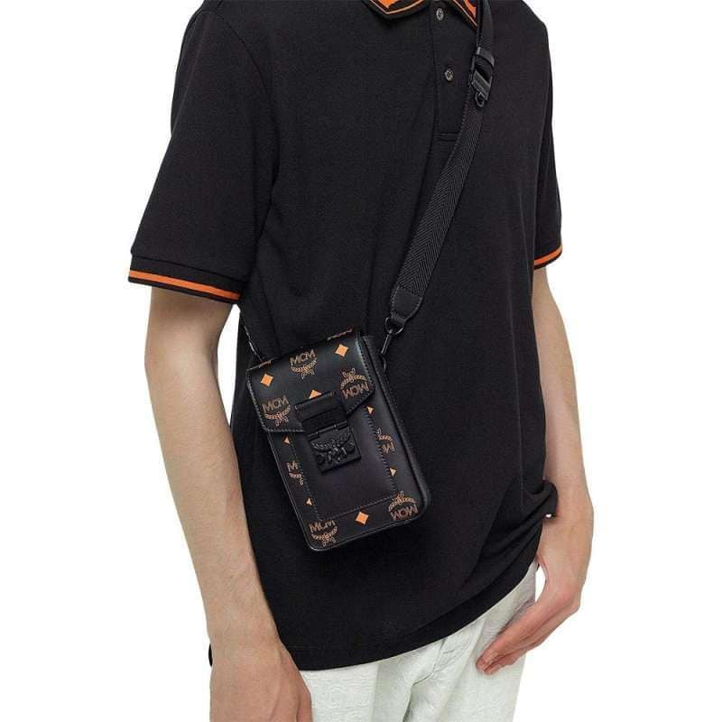 Alternative view of Túi MCM Color Splash Logo Crossbody Mini 'Black Orange' MMRBASX04O9001