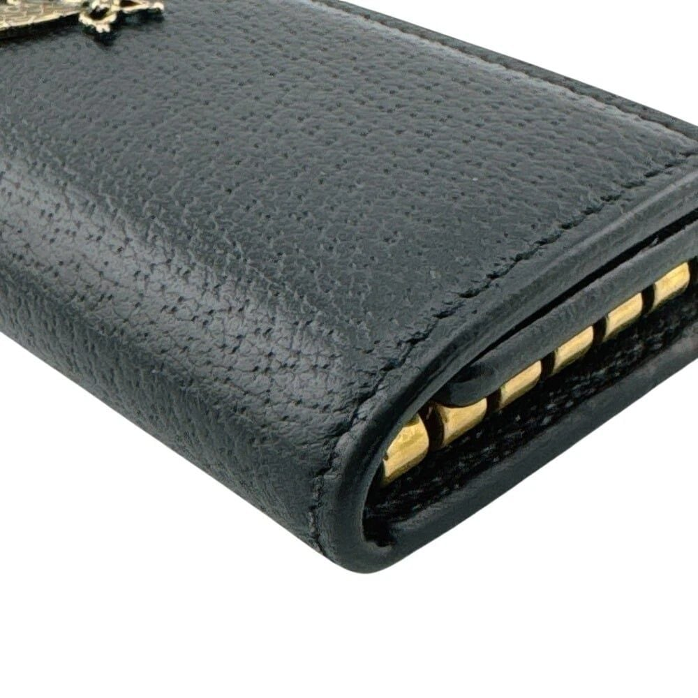 Alternative view of Ví Gucci Bee Motif Leather Key Pouch 'Black' 523683-DJ20T-1000