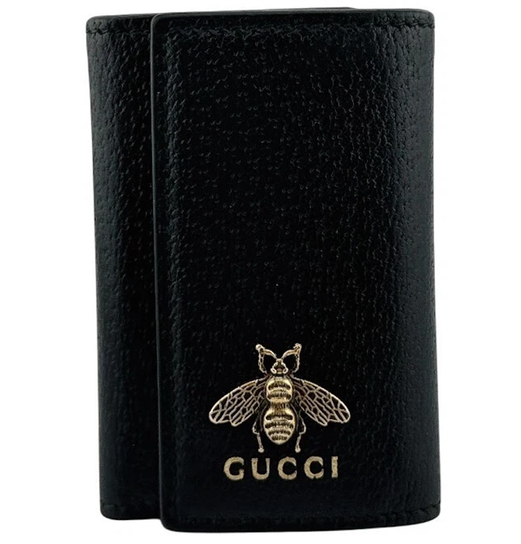 Ví Gucci Bee Motif Leather Key Pouch 'Black' 523683-DJ20T-1000