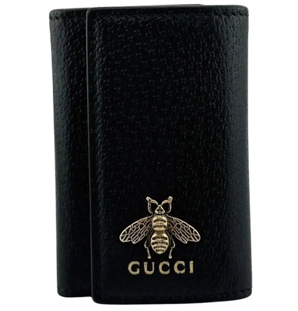 Ví Gucci Bee Motif Leather Key Pouch 'Black' 523683-DJ20T-1000