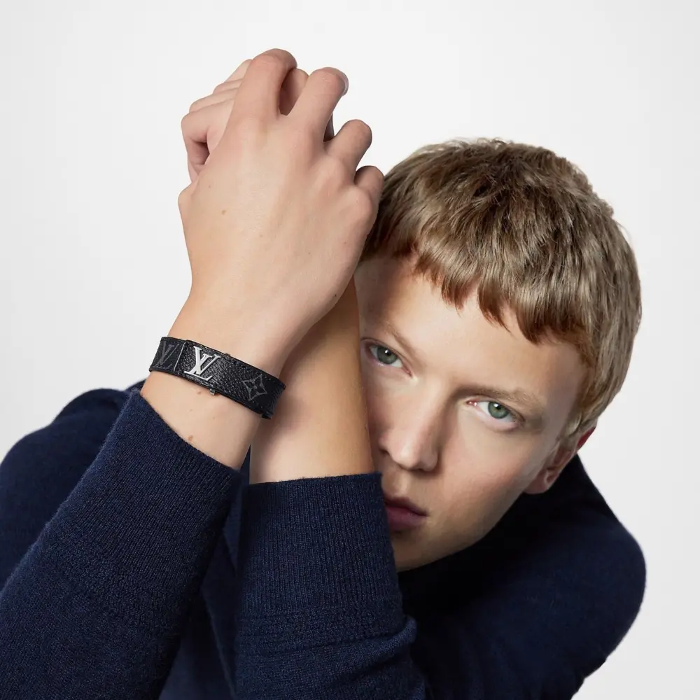 Vòng Tay Louis Vuitton Bracelet Slim Monogram 'Eclipse' M6456 - Ảnh 4