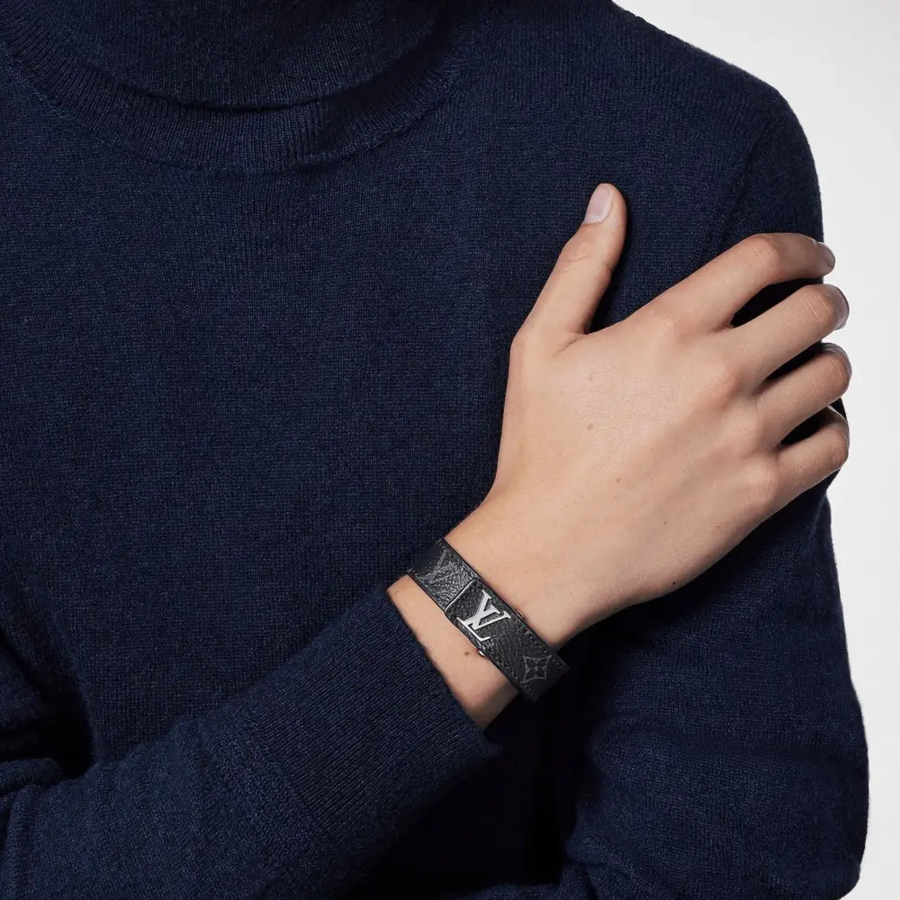Vòng Tay Louis Vuitton Bracelet Slim Monogram 'Eclipse' M6456 - Ảnh 5