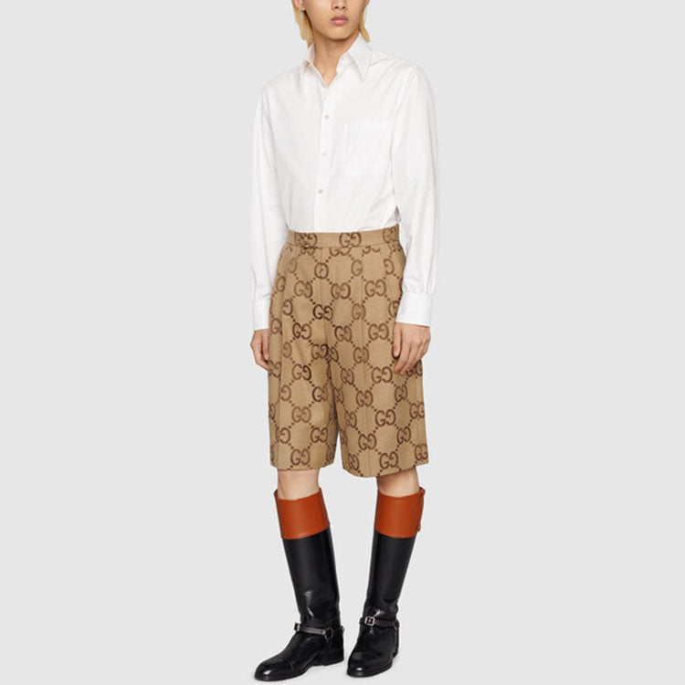 Alternative view of Quần Gucci Jumbo GG Canvas Shorts 'Beige Ebony' 673181-ZAHT6-2580