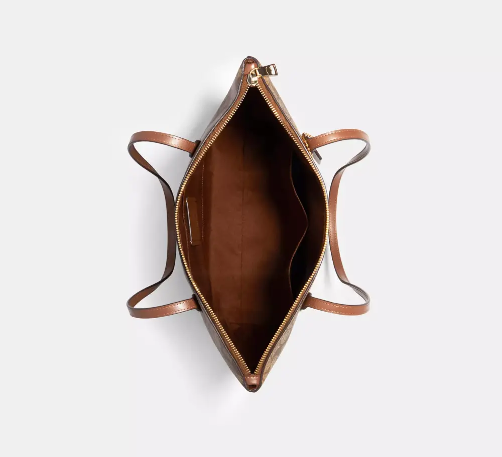 Alternative view of Túi Coach Zip Top Tote Signature Canvas 'Khaki' 4455-IME74