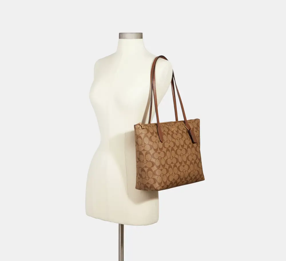 Túi Coach Zip Top Tote Signature Canvas 'Khaki' 4455-IME74 - Ảnh 3
