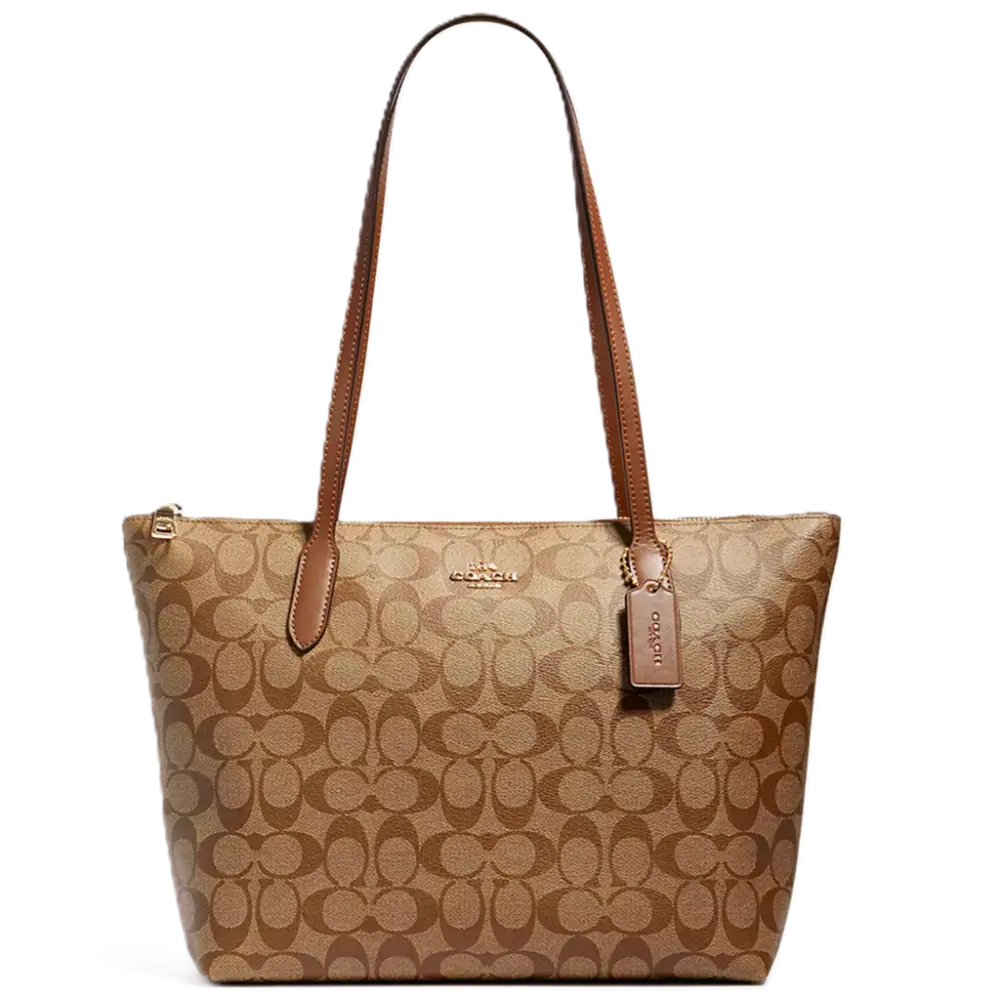 Túi Coach Zip Top Tote Signature Canvas 'Khaki' 4455-IME74