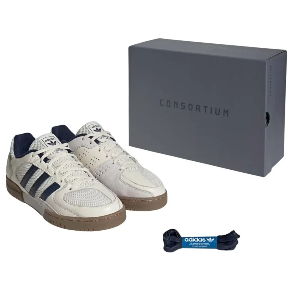 Giày adidas Fechten Indoor Consortium 'Off White Collegiate Navy' JR4606 - Ảnh 4