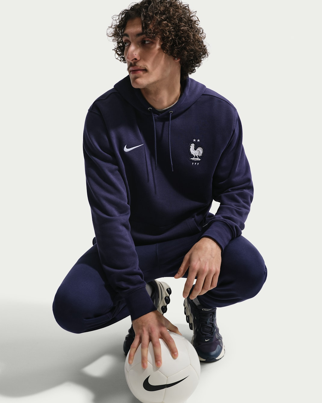 Áo Nike FFF Club Football French Terry Pullover Hoodie 'Blackened Blue' IB6301-498 - Ảnh 3