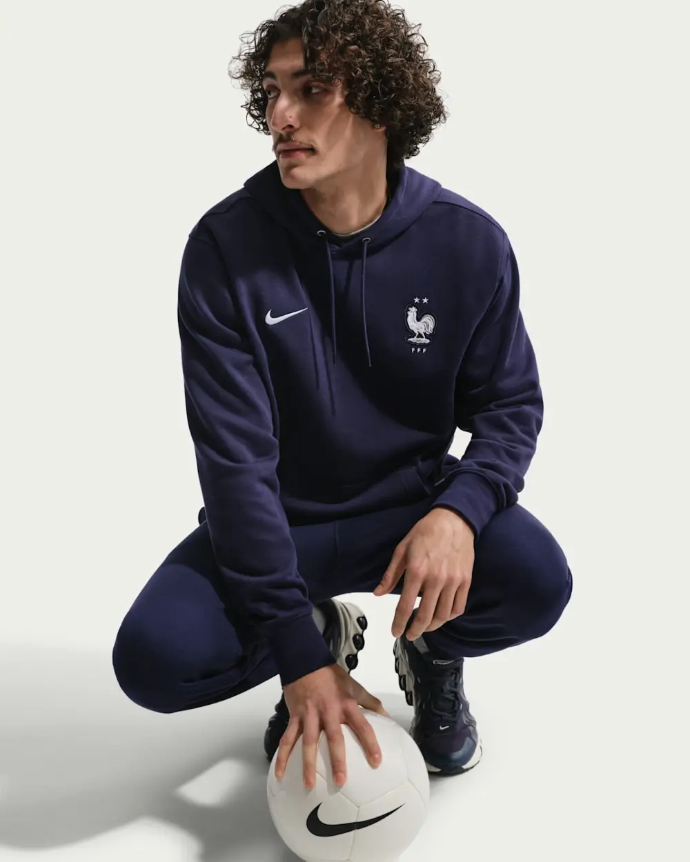 Áo Nike FFF Club Football French Terry Pullover Hoodie 'Blackened Blue' IB6301-498 - Ảnh 3
