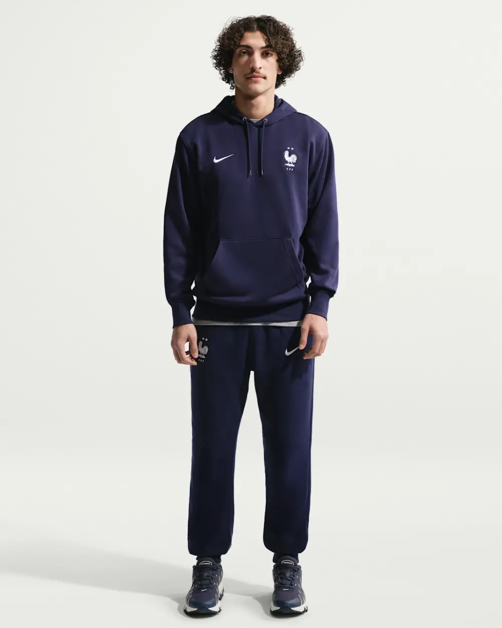 Áo Nike FFF Club Football French Terry Pullover Hoodie 'Blackened Blue' IB6301-498 - Ảnh 5