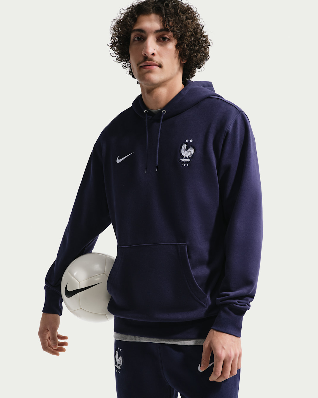 Áo Nike FFF Club Football French Terry Pullover Hoodie 'Blackened Blue' IB6301-498 - Ảnh 4