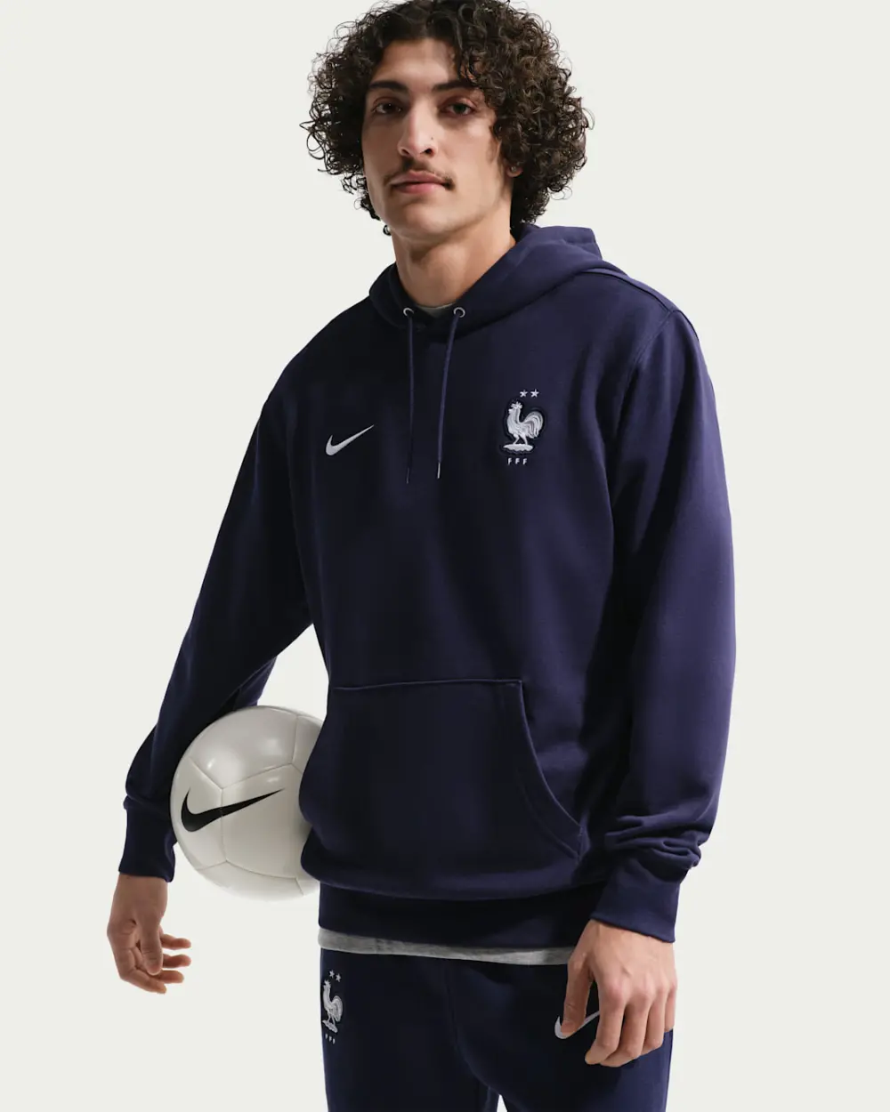 Áo Nike FFF Club Football French Terry Pullover Hoodie 'Blackened Blue' IB6301-498 - Ảnh 4