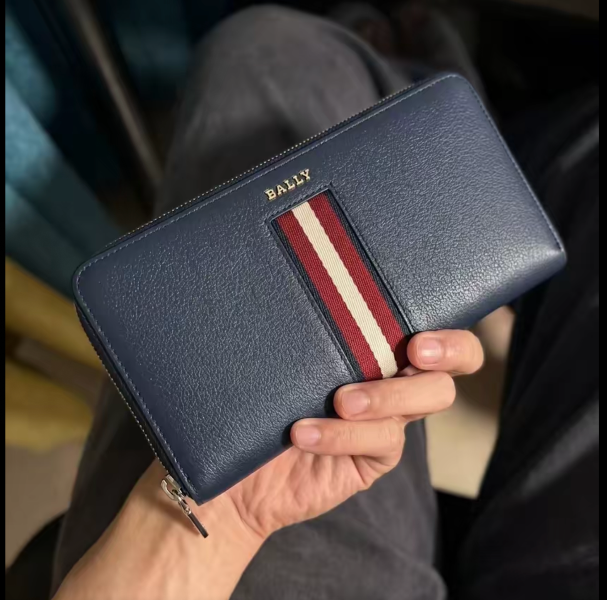 Ví Bally Logo Long Wallet 'Navy' 6310123 - Ảnh 3