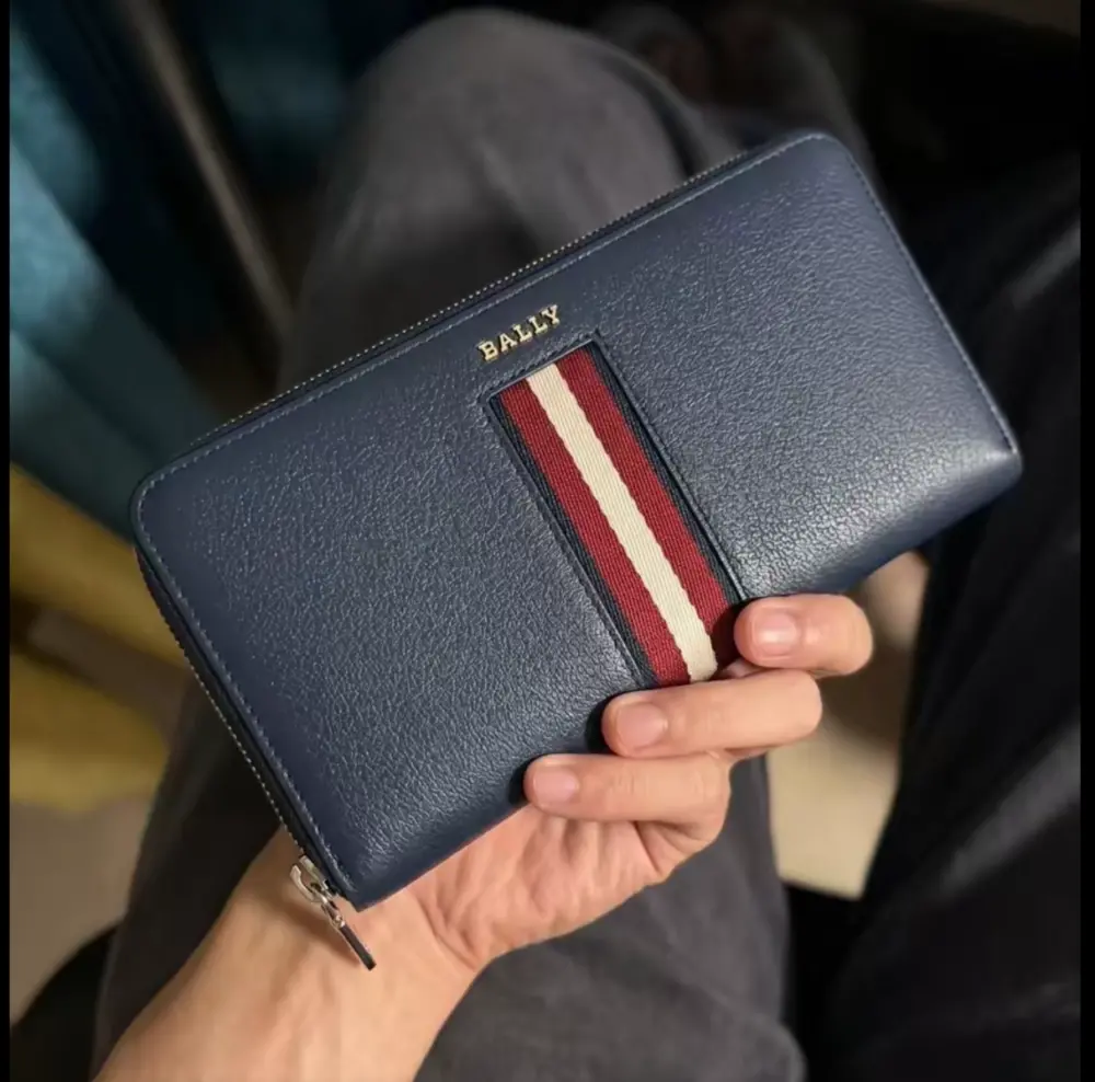 Ví Bally Logo Long Wallet 'Navy' 6310123 - Ảnh 3