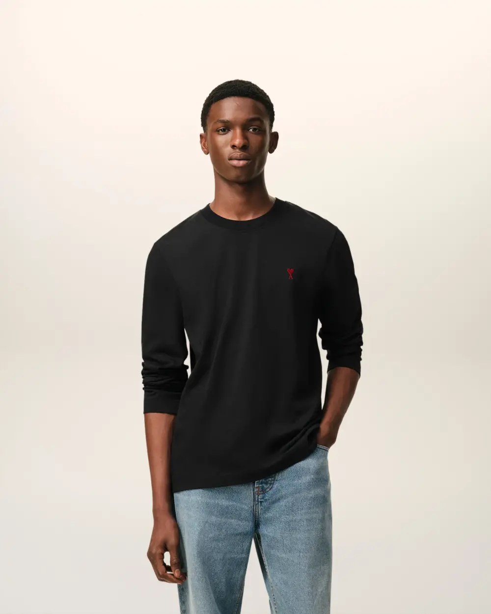 Alternative view of Áo Ami De Coeur Longlseeves T-Shirt 'Black' BFUTS235-724-001