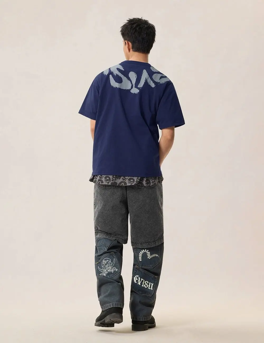 Áo Evisu Brushstroke Logo T-Shirt 'Navy' 2ESHTM6TS7039RXCT - Ảnh 4