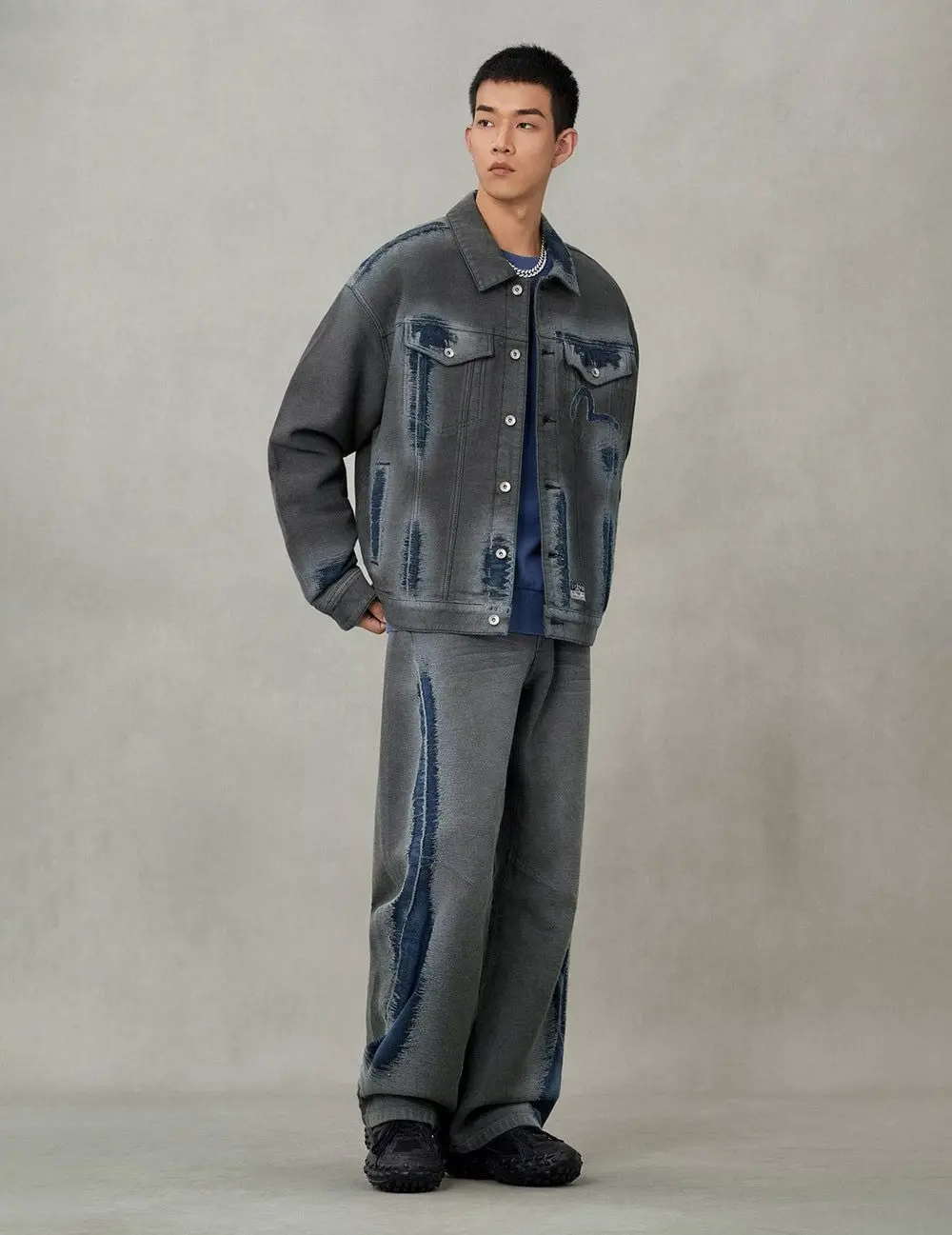 Áo Evisu Distressed Seagull Denim Jacket 'Indigo' 2EAHTM5DJ1018RXDQ - Ảnh 3