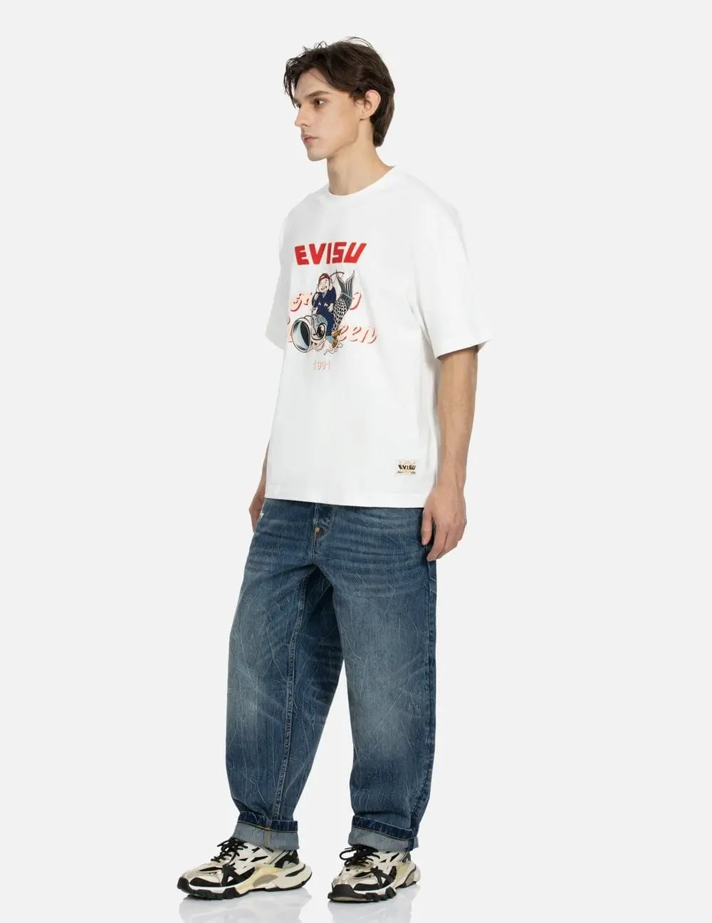 Áo Evisu Godhead Koinobori Print T-shirt 'White' 2ESHTM4TS8052LFCT - Ảnh 3