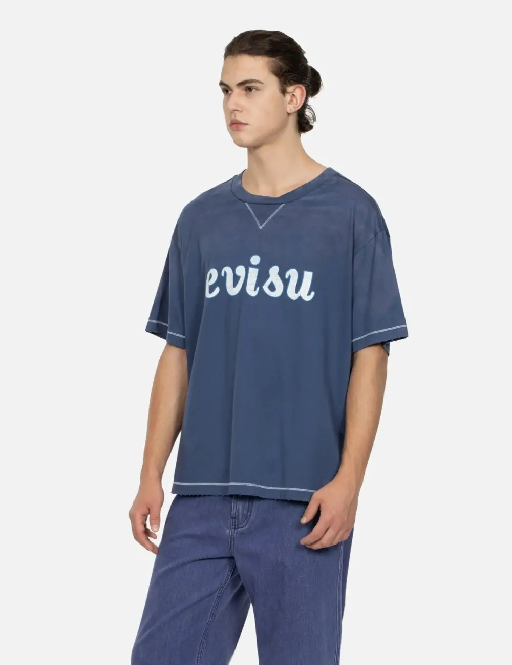 Áo Evisu Logo Print Boxy T-shirt 'Navy' 2EAMAM4TS1146BZCT - Ảnh 5