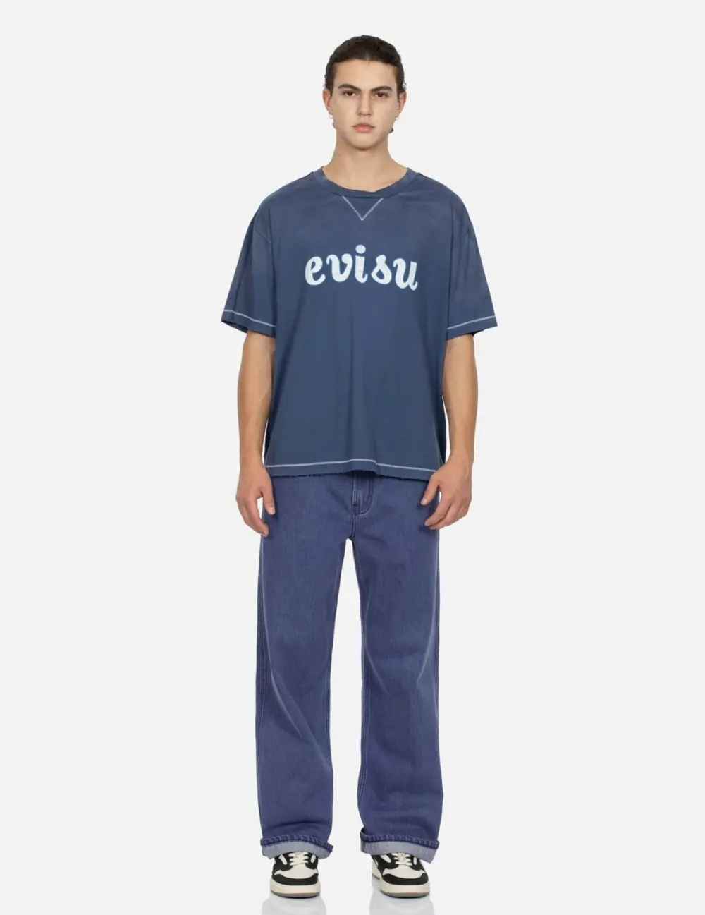 Áo Evisu Logo Print Boxy T-shirt 'Navy' 2EAMAM4TS1146BZCT - Ảnh 3
