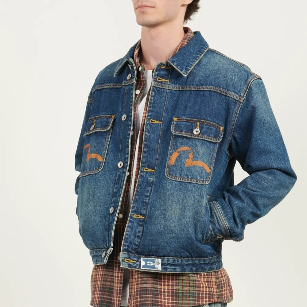 Áo Evisu Seagull Print & Frayed Logo Patch Embroidery 'Denim' 2EAEJM5DJ6001RXDN-INDD - Ảnh 3