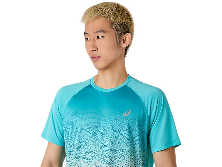 Alternative view of Áo Asics ROAD FADE SS TOP 'Energy Aqua' 2011D512-402