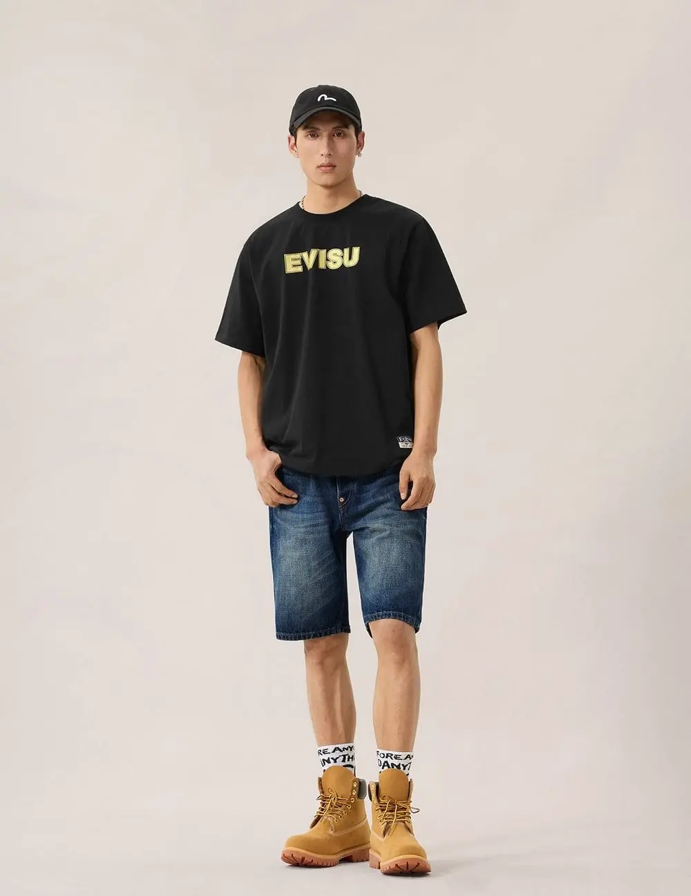 Quần Evisu Brocade Patchwork Shorts 'Indigo' 2ESHTM6DS1057XXDN - Ảnh 4