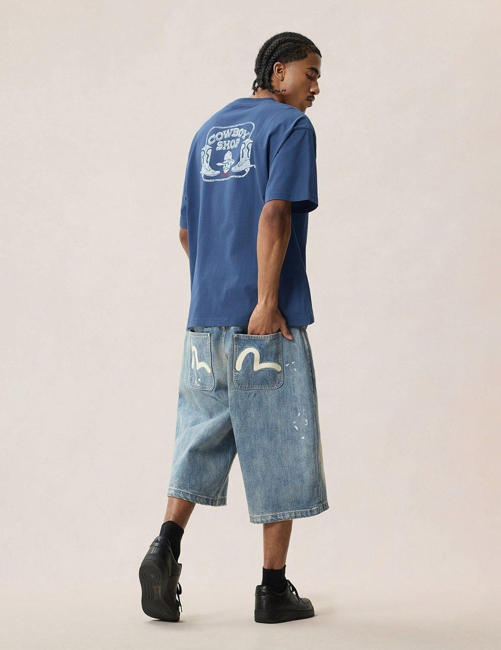 Quần Evisu Ink-Splash Seagull Jorts 'Indigo' 2ESEJM6DS6151RXDN - Ảnh 3