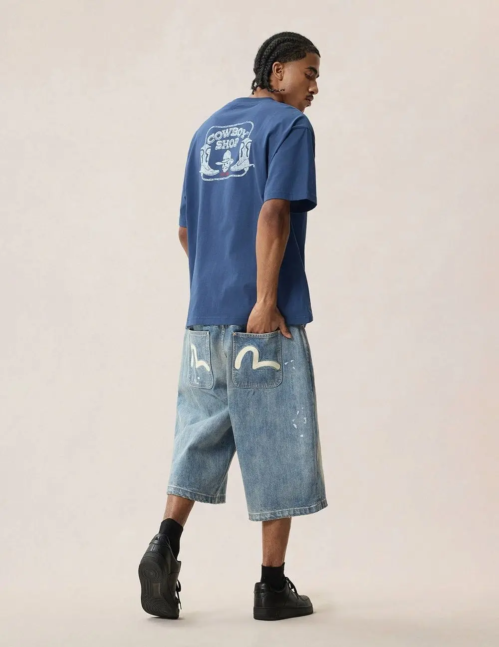 Quần Evisu Ink-Splash Seagull Jorts 'Indigo' 2ESEJM6DS6151RXDN - Ảnh 3