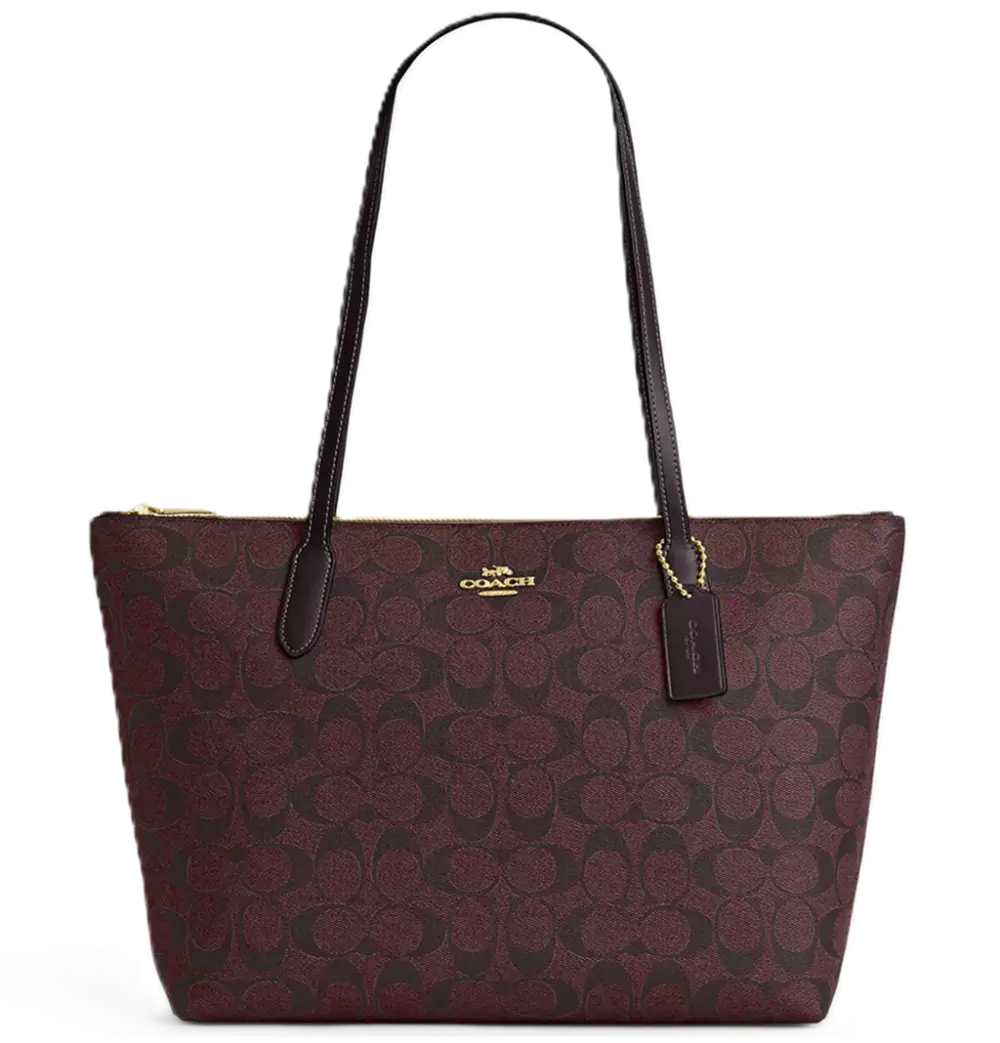 Túi Coach Zip Top Tote Signature Canvas 'Oxblood' 4455-IMFCG