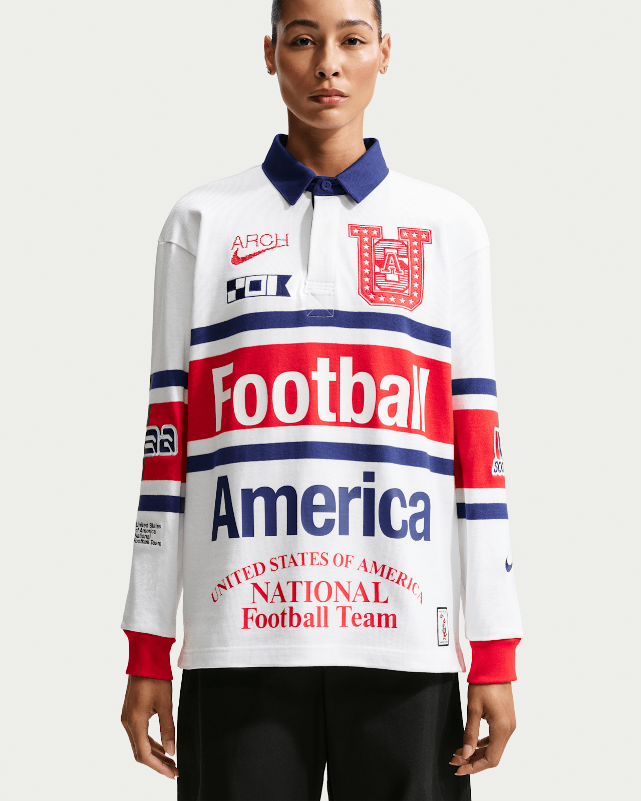 Alternative view of Áo Nike USA x VAA Long-Sleeve Rugby Top 'White' IM3227-100