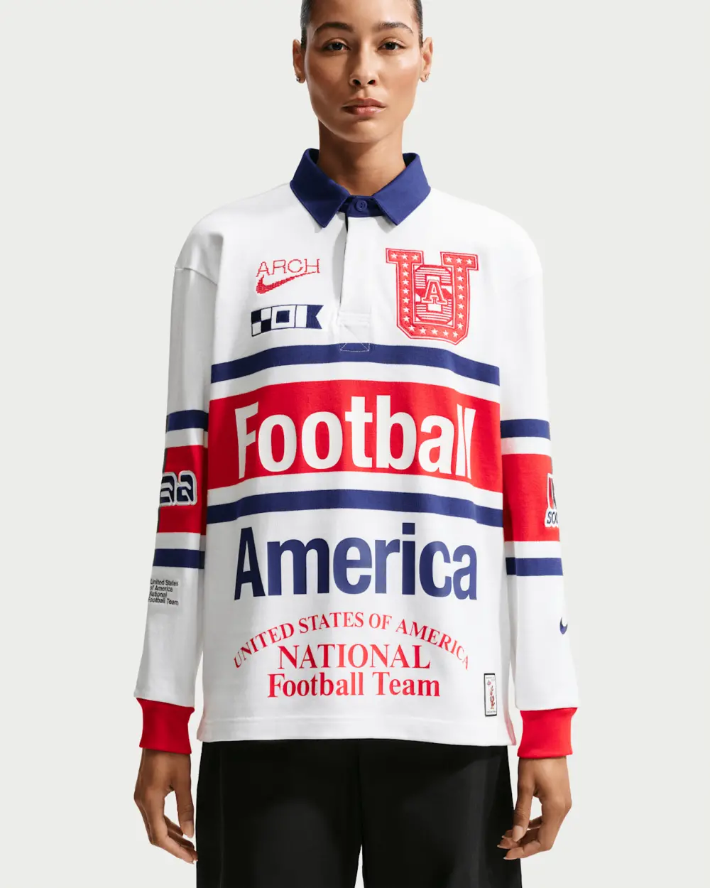 Áo Nike USA x VAA Long-Sleeve Rugby Top 'White' IM3227-100 - Ảnh 2