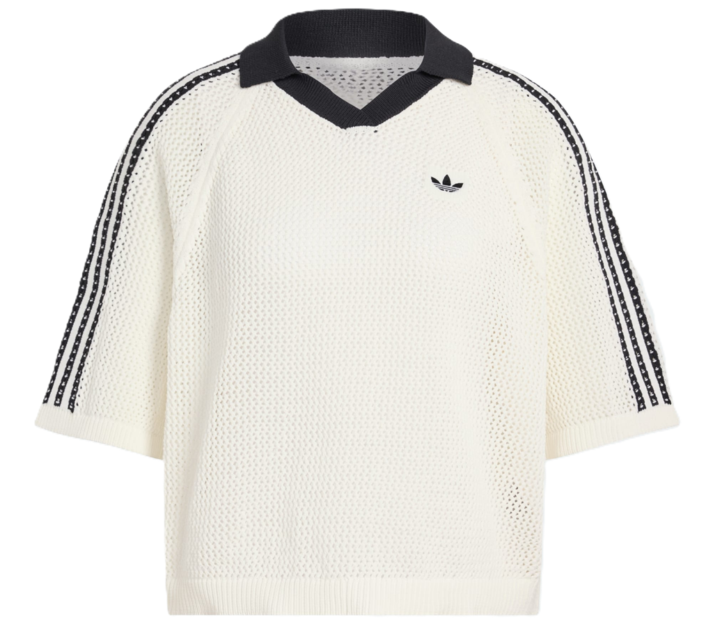 Áo adidas KNITTED CROCHET POLO 'Off White' KC6490
