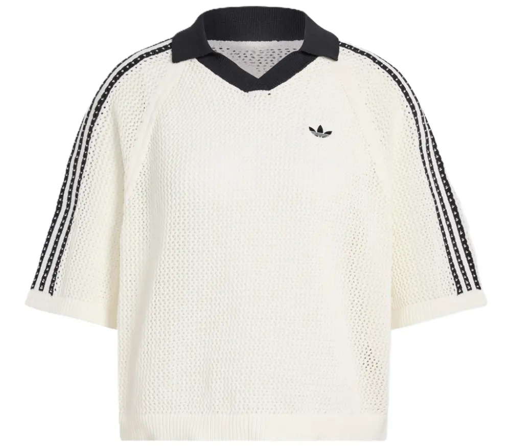 Áo adidas KNITTED CROCHET POLO 'Off White' KC6490