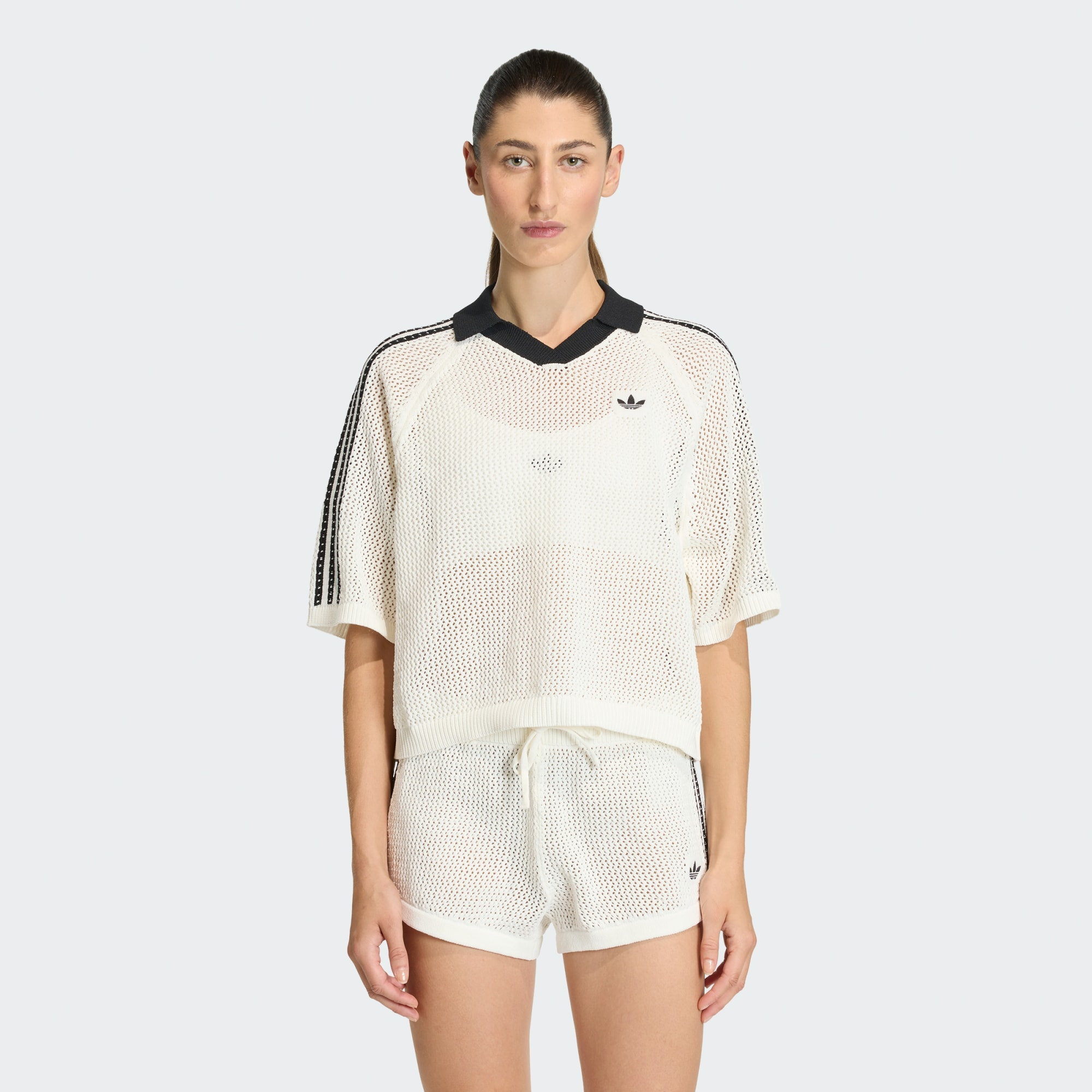 Alternative view of Áo adidas KNITTED CROCHET POLO 'Off White' KC6490