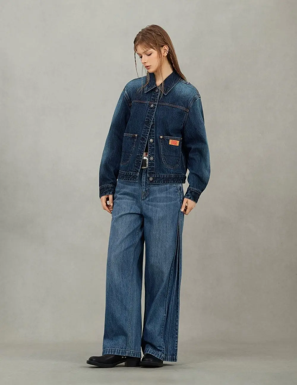 Áo Evisu Gradient Print Loose Denim Jacket 'Indigo' 2EAHTW5DJ4002LFDN - Ảnh 4